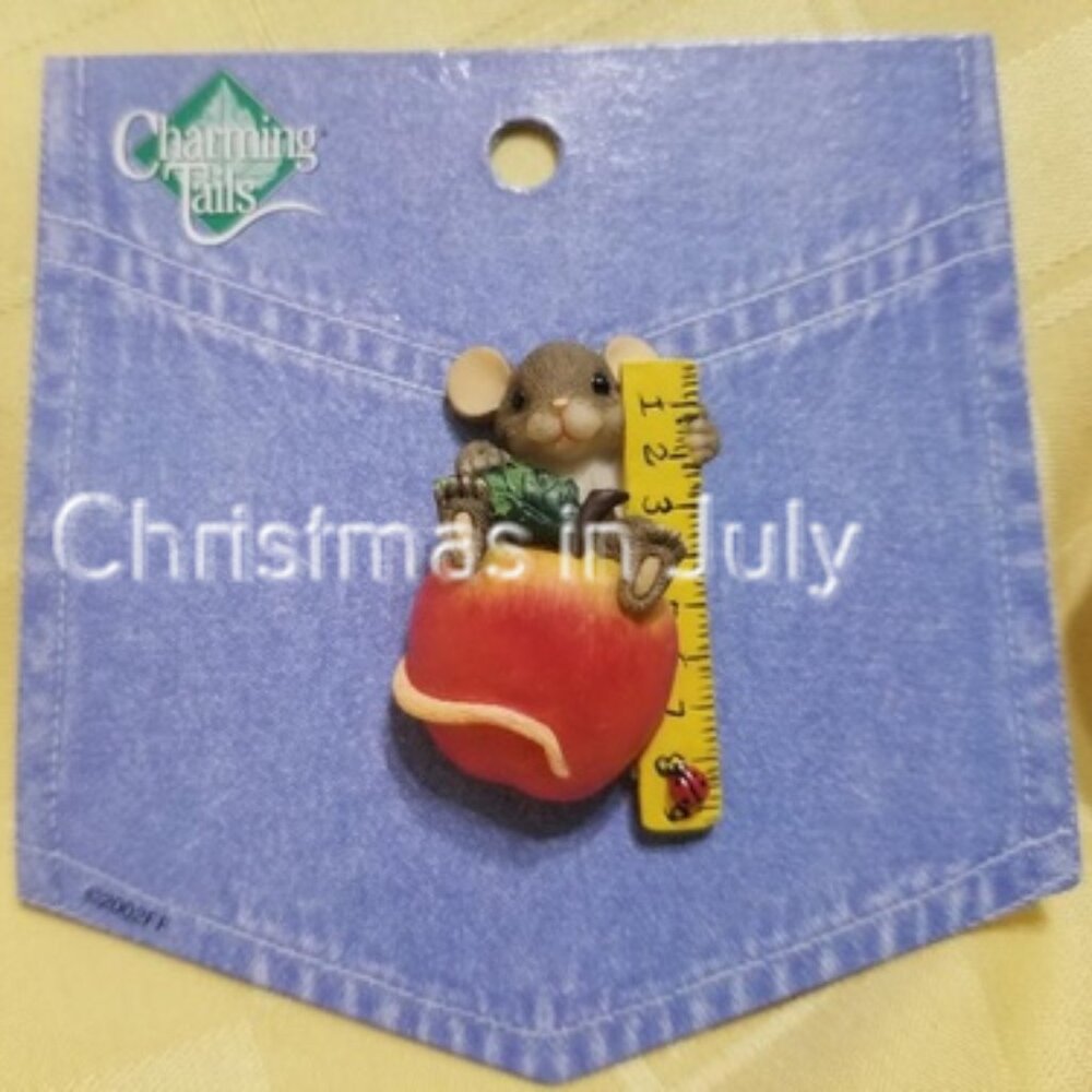 Charming Tails Mouse Apple Ruler School Days Teacher Lapel Pin